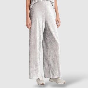 BANANA REPUBLIC FACTORY Easy Care Silver Wide Leg Ribbed Velvet Pull On Pants XL